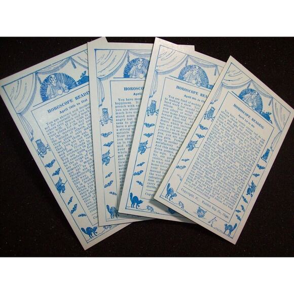 4 Exhibit Horoscope Readings Fortune Teller Cards Witch Cats Bats Frogs April - Picture 2 of 6
